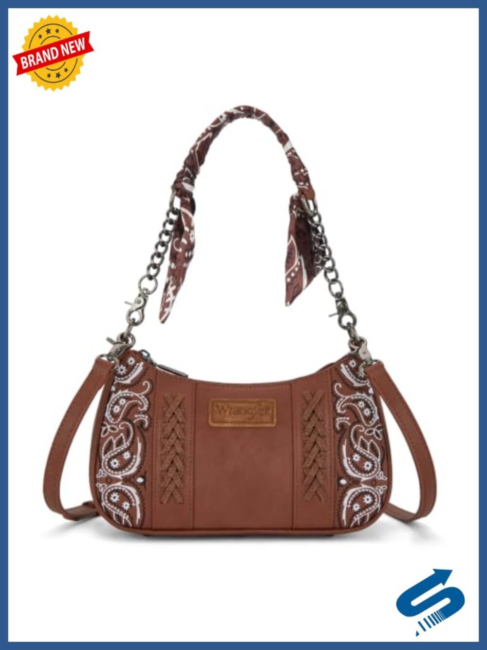 Western Paisley Embroidered Hobo Shoulder Bag with Bandana Strap